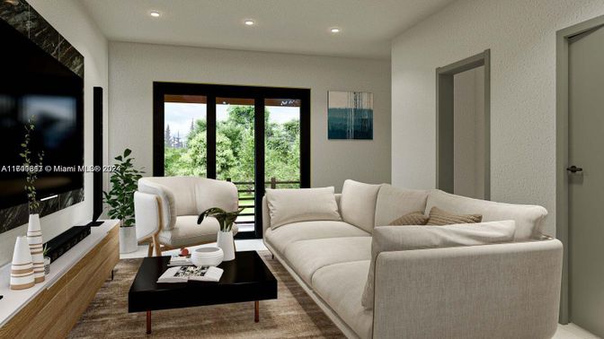 Interior, Living room, Recessed Lighting, Wood Texture Flooring