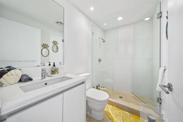 Bathroom, Glass Shower, Interior, Recessed Lighting