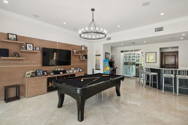 Billiard Table, Game Room, Interior, Pendant Lights, Recessed Lighting