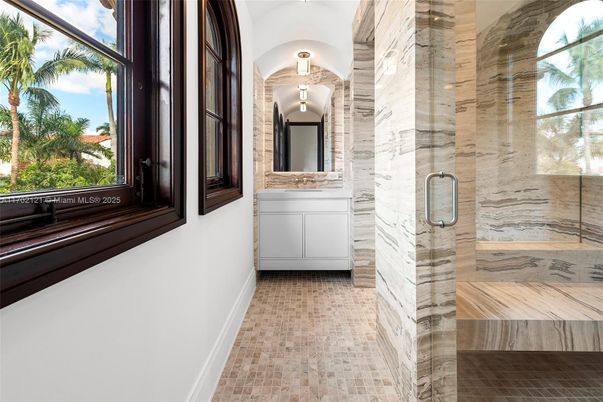 Bathroom, Glass Shower, Interior, Marble Walls