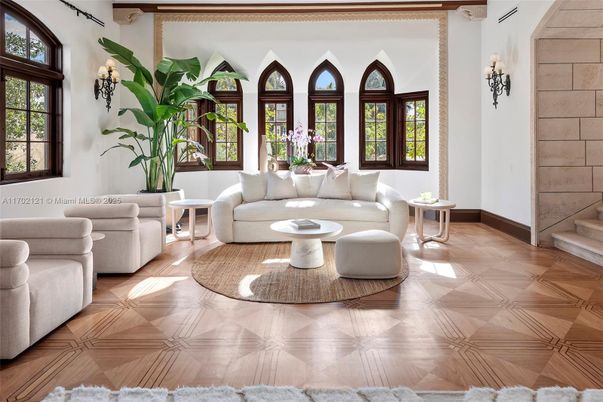 Interior, Living room, Stone Walls, Wood Texture Flooring