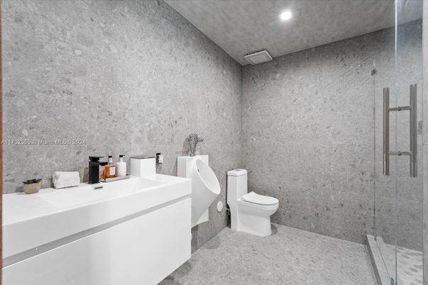 Bathroom, Glass Shower, Interior, Recessed Lighting