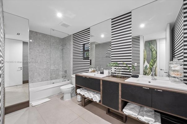 Bathroom, Dual Sink Vanities, Glass Shower, Interior, Recessed Lighting