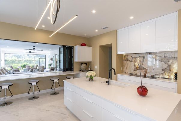 Interior, Kitchen, Marble, Pendant Lights, Recessed Lighting