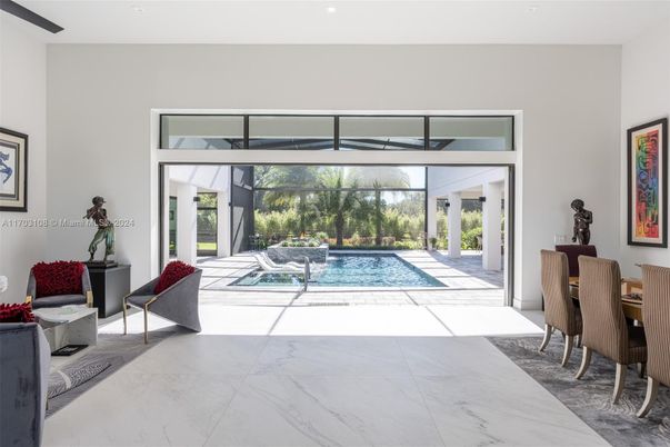 Dining room, Interior, Marble, Pool