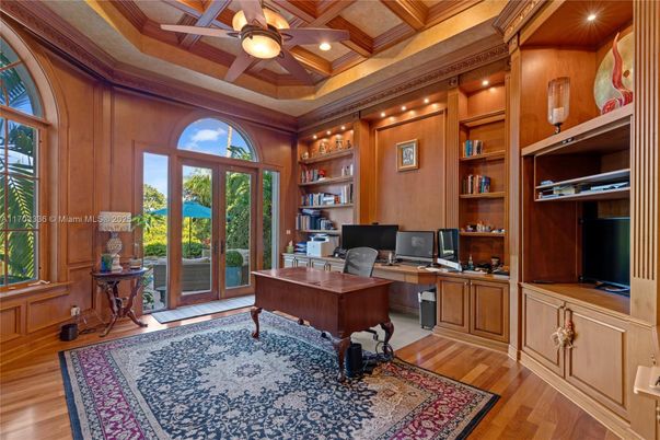 Home Office, Interior, Recessed Lighting, Wooden Beams, Wooden Ceilings, Wood Texture Flooring, Wooden Walls