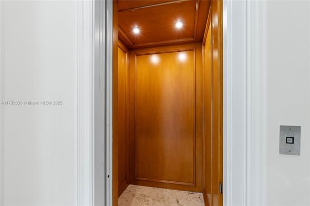 Elevator, Interior, Recessed Lighting, Wooden Ceilings, Wooden Walls