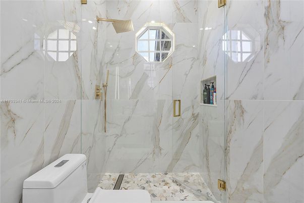 Bathroom, Glass Shower, Interior, Marble Walls