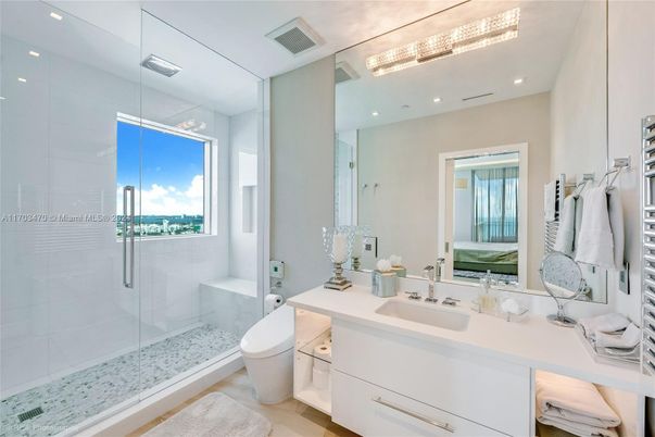 Bathroom, Glass Shower, Interior, Recessed Lighting