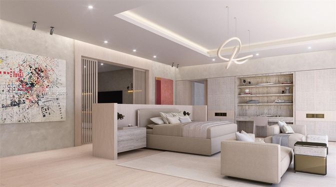 Bedroom, Interior, Living room, Pendant Lights, Recessed Lighting, Wood Texture Flooring