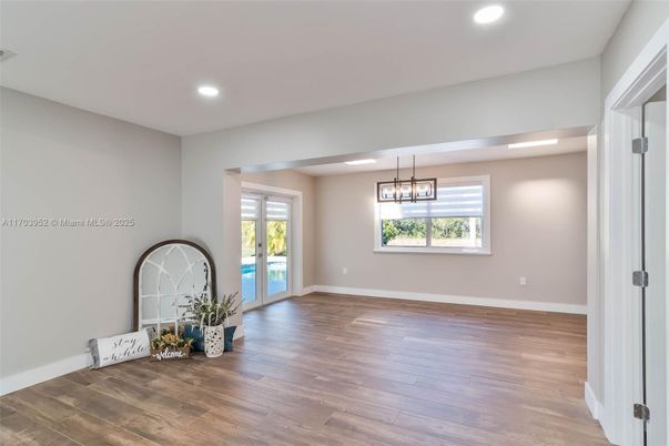 Interior, Kitchen, Pendant Lights, Recessed Lighting, Wood Texture Flooring