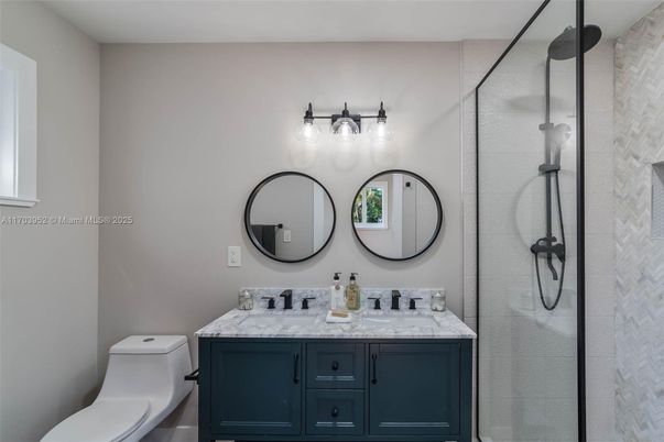 Bathroom, Dual Sink Vanities, Glass Shower, Interior