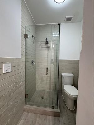 Bathroom, Glass Shower, Interior, Wood Texture Flooring