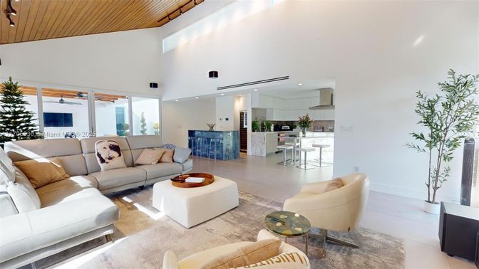 Interior, Kitchen, Living room, Recessed Lighting, Wooden Ceilings