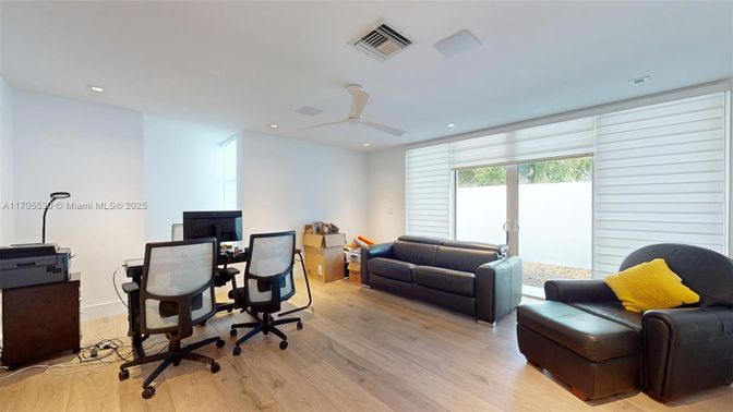 Home Office, Interior, Recessed Lighting, Wood Texture Flooring