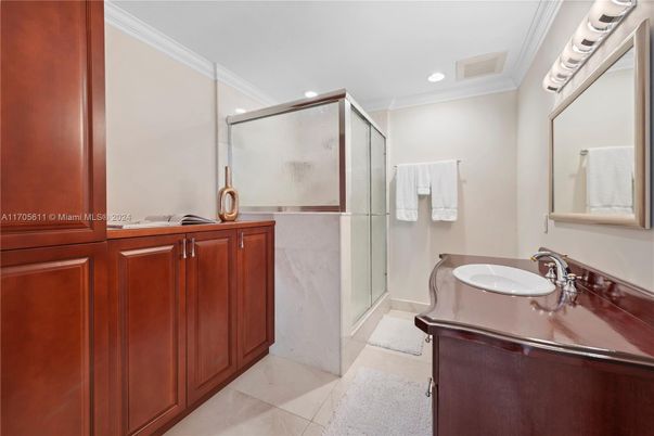 Bathroom, Glass Shower, Interior, Recessed Lighting