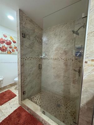 Bathroom, Glass Shower, Interior, Marble Walls, Recessed Lighting