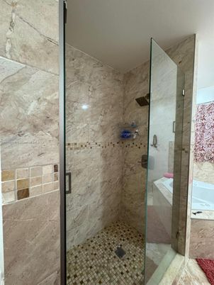 Bathroom, Glass Shower, Interior, Marble Walls
