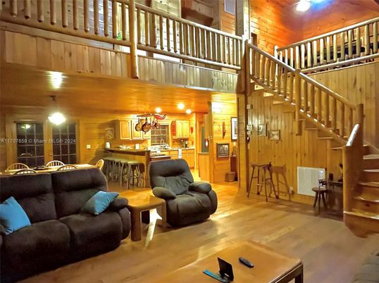 Dining room, Interior, Kitchen, Living room, Wood Texture Flooring, Wooden Walls