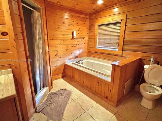 Bathroom, Interior, Recessed Lighting, Wooden Walls