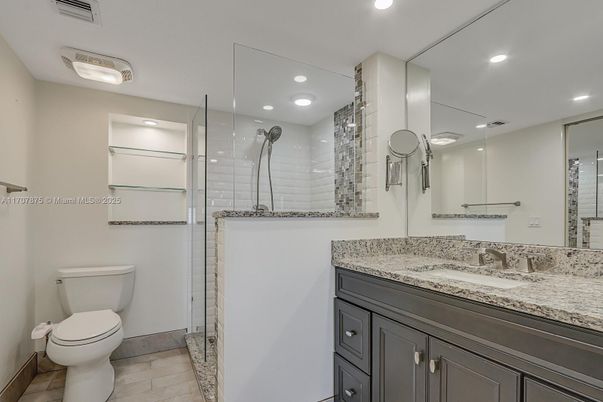 Bathroom, Glass Shower, Interior, Recessed Lighting