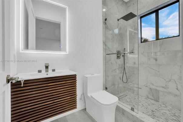 Bathroom, Glass Shower, Interior, Marble Walls