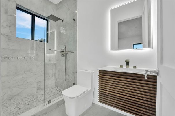 Bathroom, Glass Shower, Interior, Marble Walls