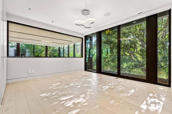 Empty room, Interior, Pendant Lights, Recessed Lighting, Wood Texture Flooring