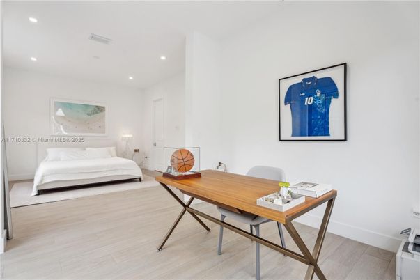 Bedroom, Home Office, Interior, Recessed Lighting, Wood Texture Flooring