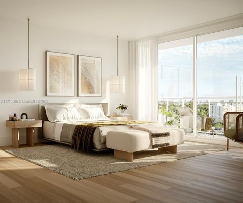 Bedroom, Interior, Pendant Lights, Wood Texture Flooring