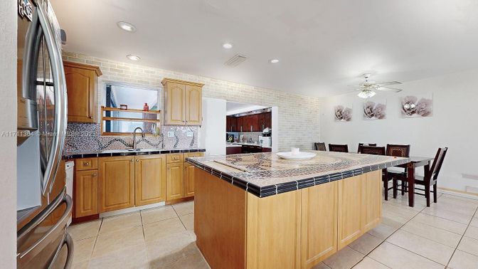 Dining room, Interior, Kitchen, Recessed Lighting, Stone Walls