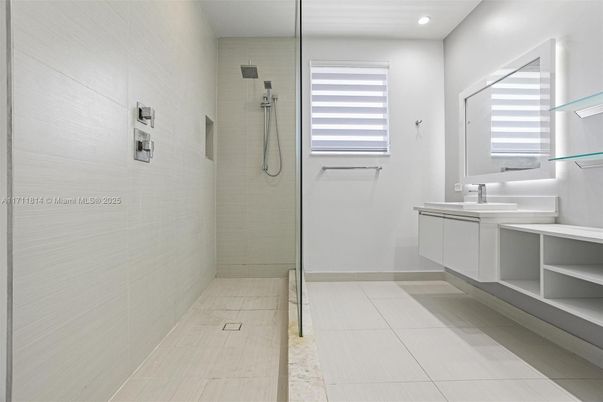 Bathroom, Glass Shower, Interior, Recessed Lighting