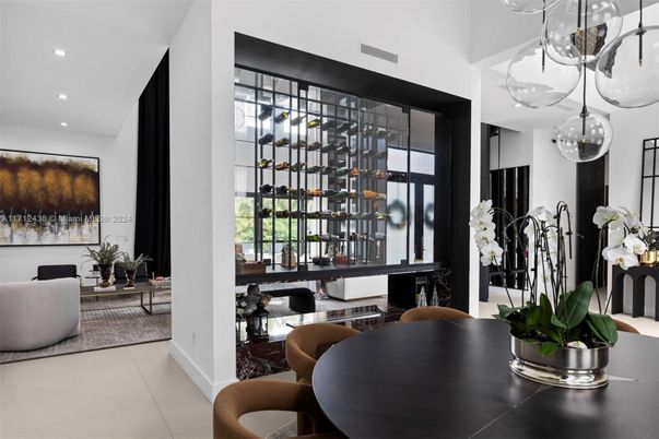 Dining room, Interior, Pendant Lights, Recessed Lighting, Wine Storage