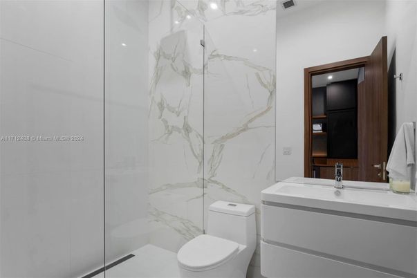 Bathroom, Glass Shower, Interior, Marble Walls