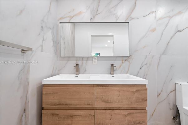 Bathroom, Dual Sink Vanities, Interior, Marble Walls