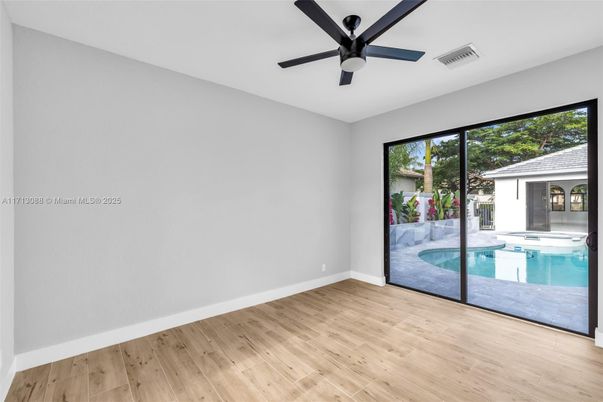 Empty room, Interior, Pool, Wood Texture Flooring