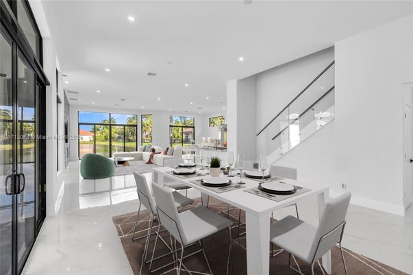 Dining room, Interior, Living room, Marble, Recessed Lighting