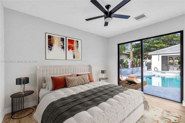 Bedroom, Interior, Pool, Wood Texture Flooring