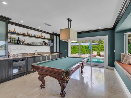 Billiard Table, Game Room, Interior, Pendant Lights, Recessed Lighting