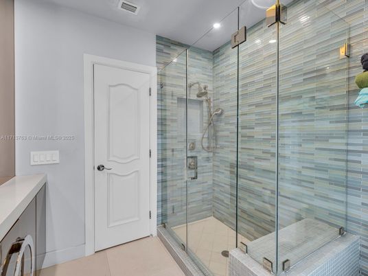 Bathroom, Glass Shower, Interior, Recessed Lighting