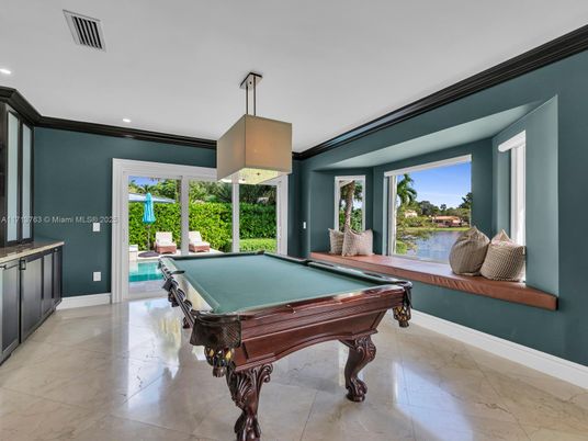 Billiard Table, Game Room, Interior, Pendant Lights, Recessed Lighting, Water