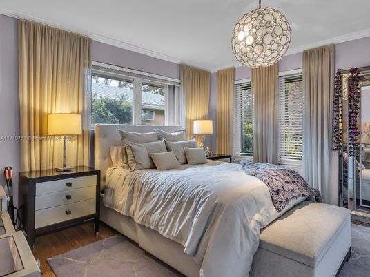 Bedroom, Interior, Pendant Lights, Wood Texture Flooring