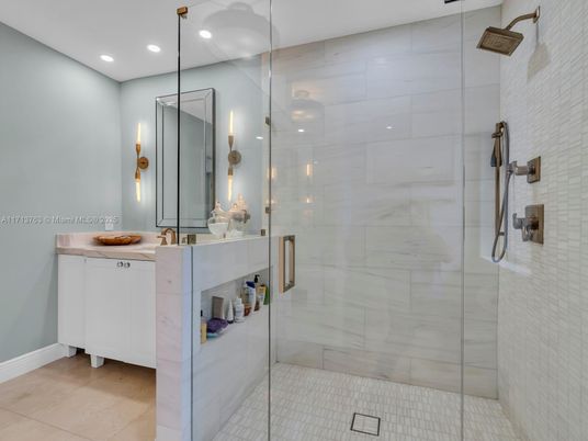 Bathroom, Glass Shower, Interior, Recessed Lighting
