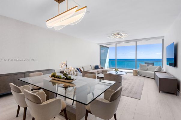 Dining room, Interior, Living room, Pendant Lights, Water, Wood Texture Flooring