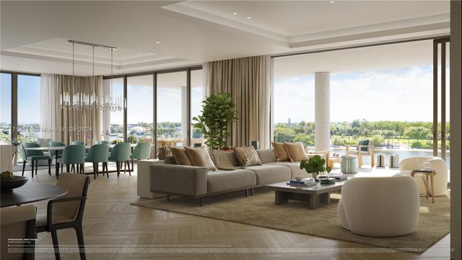 Dining room, Interior, Living room, Pendant Lights, Recessed Lighting, Wood Texture Flooring