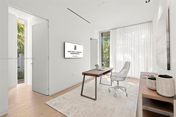 Home Office, Interior, Recessed Lighting, Wood Texture Flooring