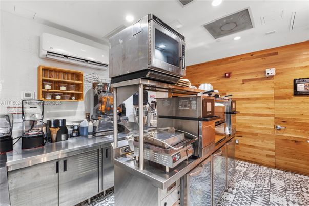 Interior, Kitchen, Recessed Lighting, Stainless Steel Appliances, Wooden Walls