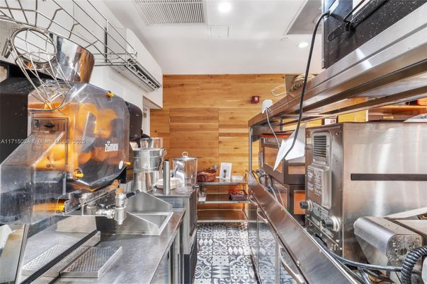 Interior, Kitchen, Recessed Lighting, Stainless Steel Appliances, Wooden Walls