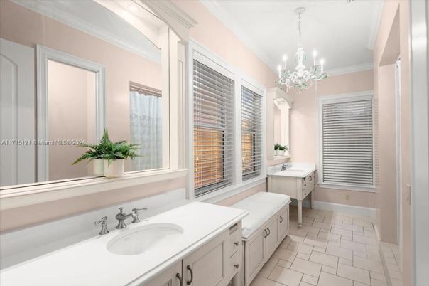 Bathroom, Chandelier, Interior