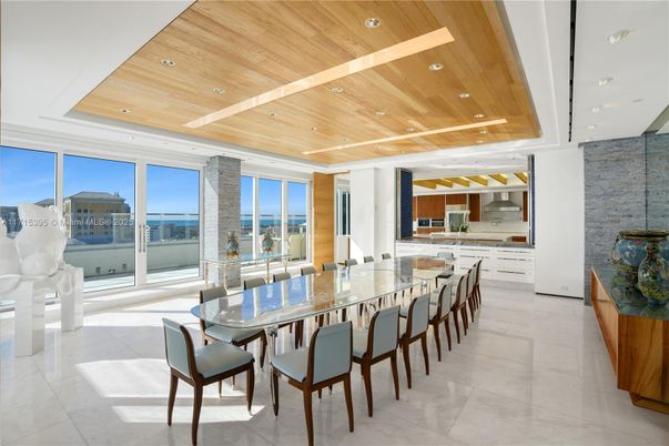 Dining room, Interior, Kitchen, Recessed Lighting, Stone Walls, Wooden Ceilings